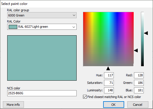Select paint color dialog box